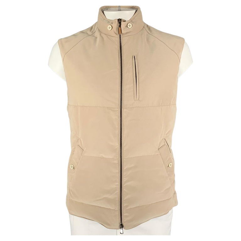 BRUNELLO CUCINELLI Size XL Tan Quilted Polyester Nylon Vest For Sale at  1stDibs