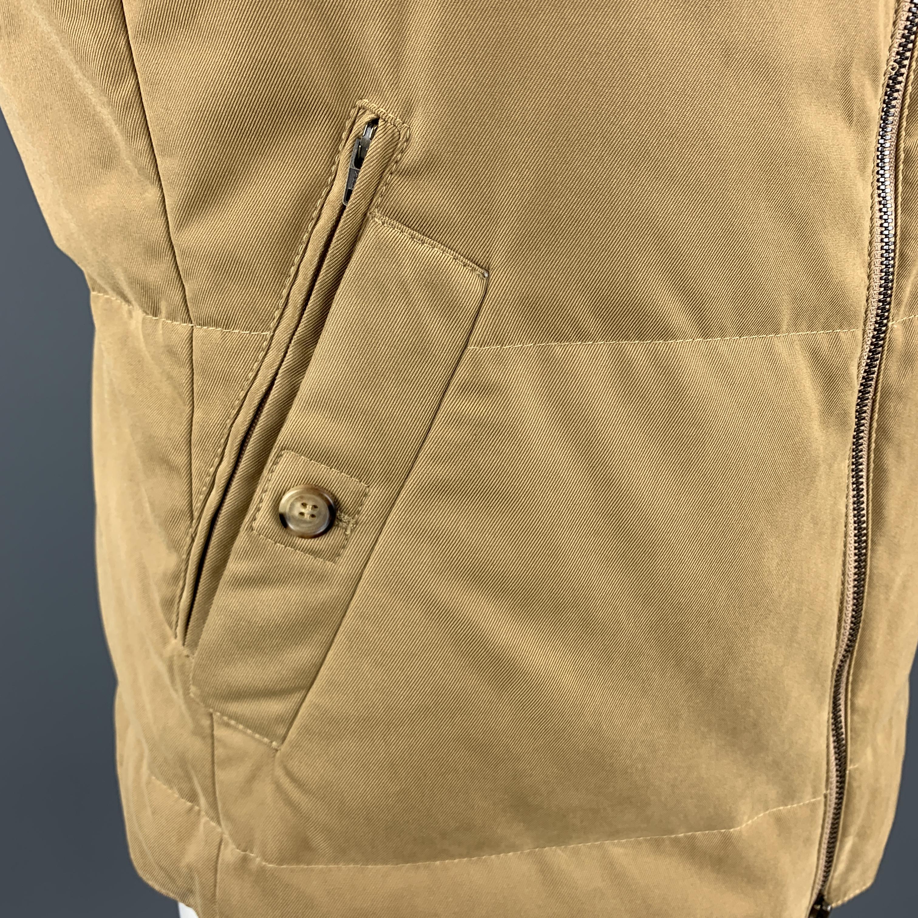 Brown BRUNELLO CUCINELLI Size XLQuilted Khaki Twill Zip Up Puff Vest