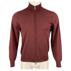 BRUNELLO CUCINELLI Size XS Burgundy Cashmere Silk Full Zip Sweater