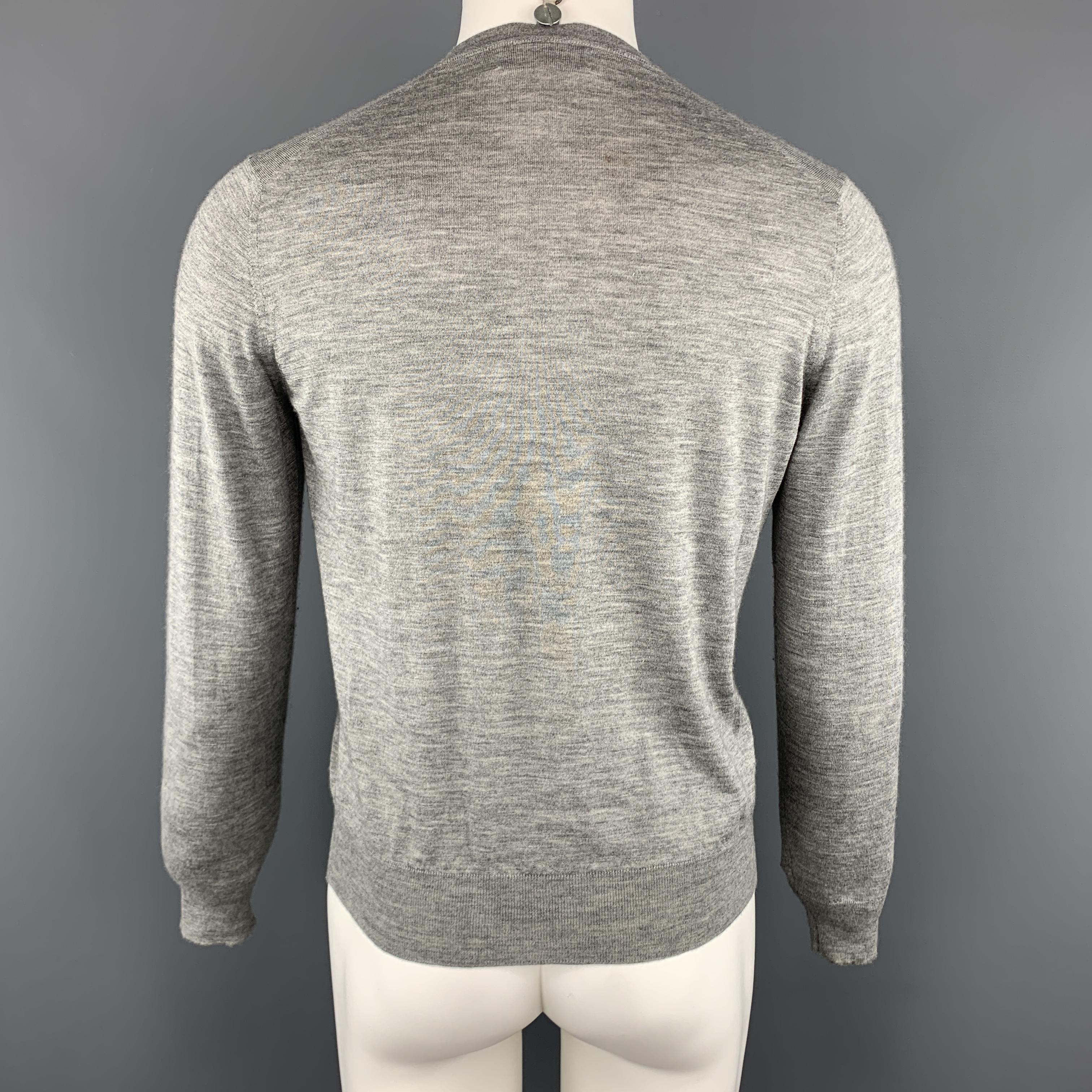 Men's BRUNELLO CUCINELLI Size XS Gray Heather Cashmere / Silk V-Neck Pullover Sweater
