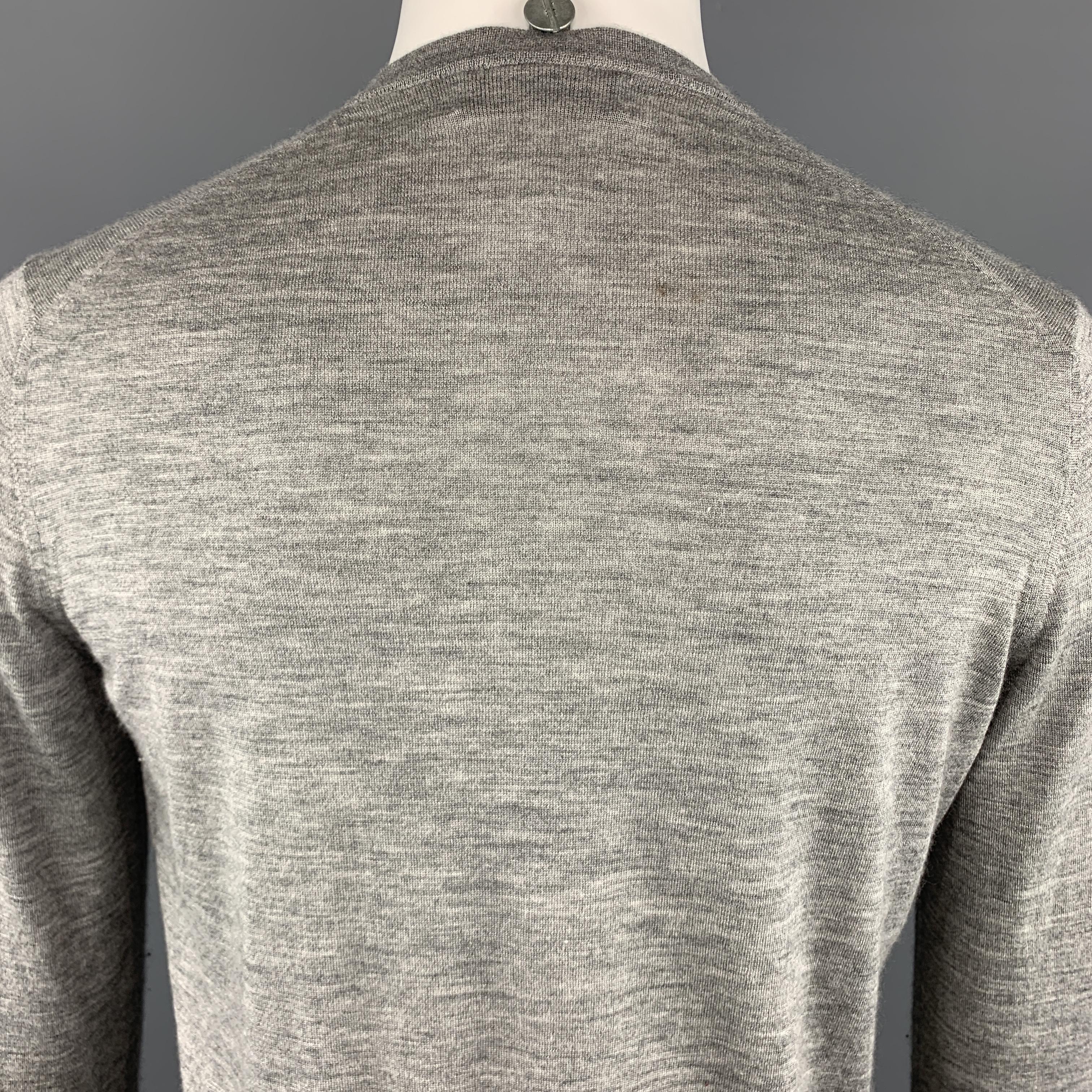 BRUNELLO CUCINELLI Size XS Gray Heather Cashmere / Silk V-Neck Pullover Sweater 1