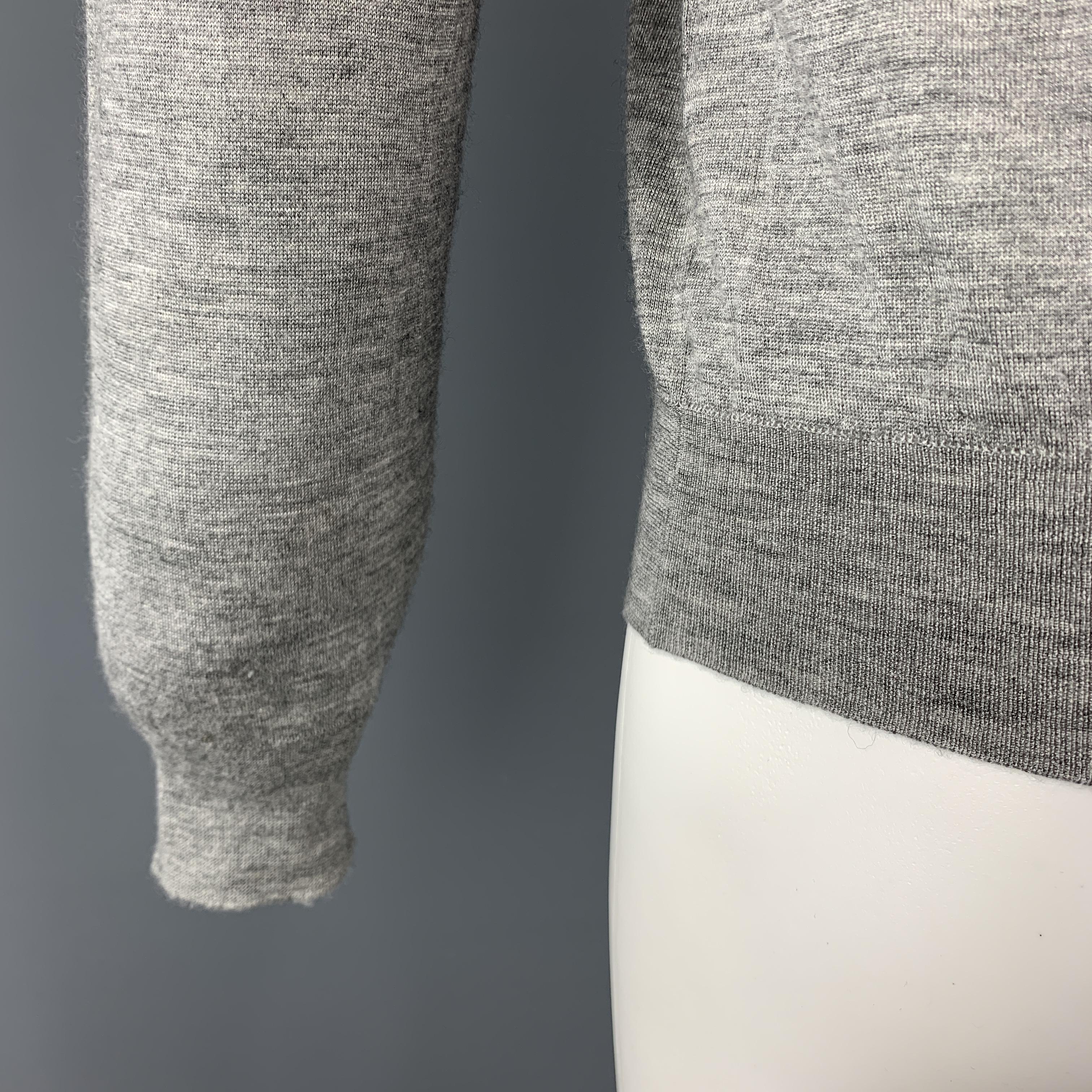 BRUNELLO CUCINELLI Size XS Gray Heather Cashmere / Silk V-Neck Pullover Sweater 2