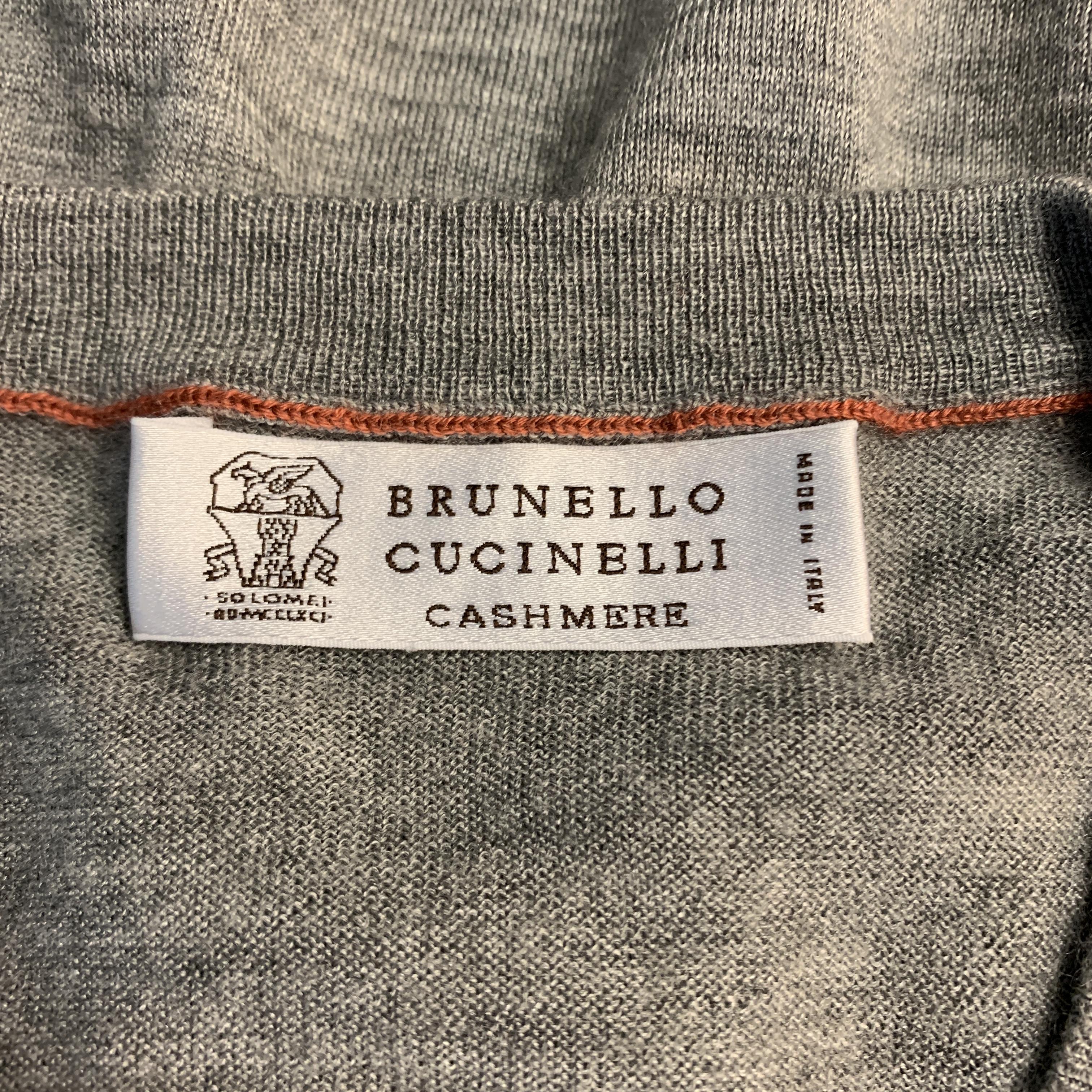 BRUNELLO CUCINELLI Size XS Gray Heather Cashmere / Silk V-Neck Pullover Sweater 4