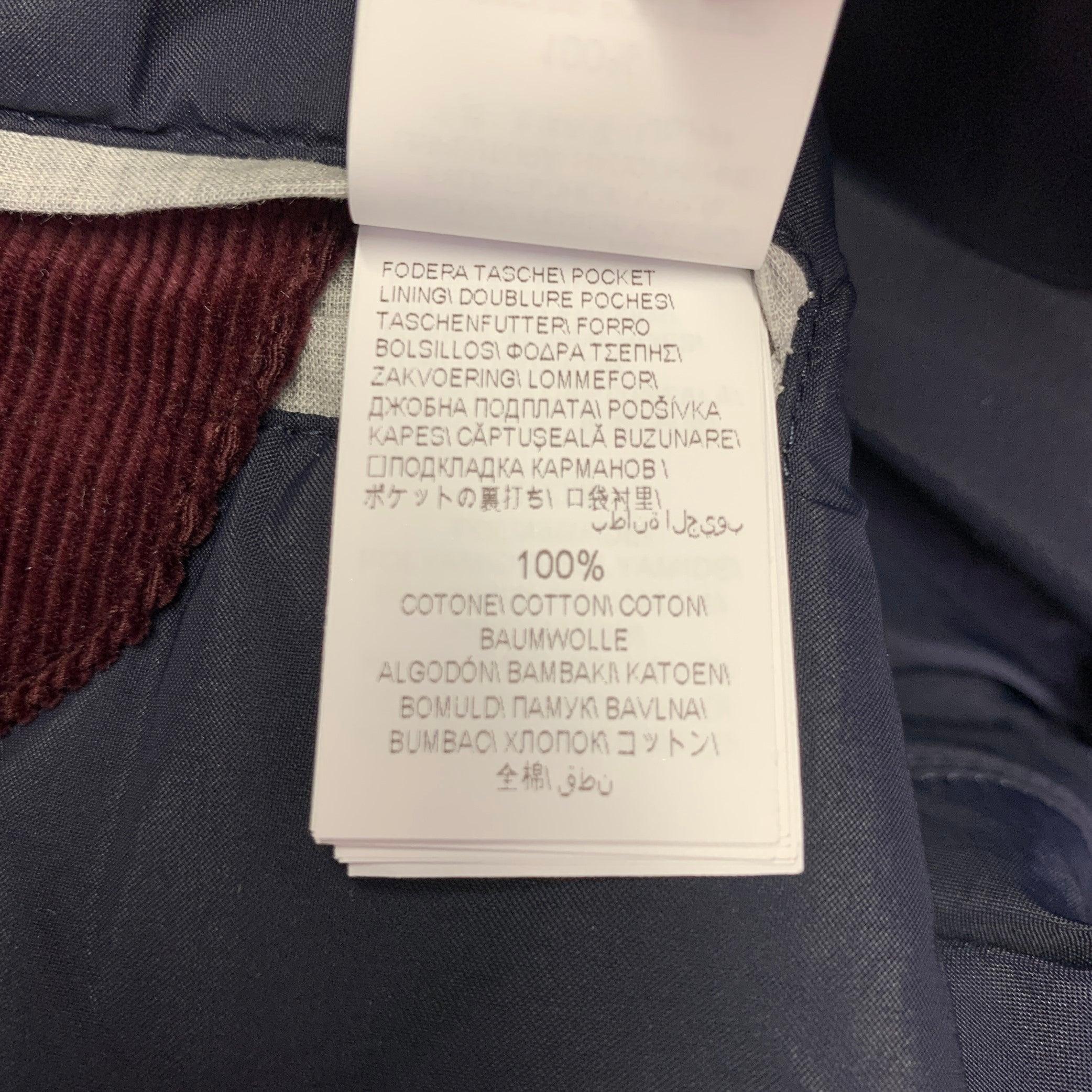 BRUNELLO CUCINELLI Size XXL Burgundy Corduroy Cotton Snaps Jacket 5