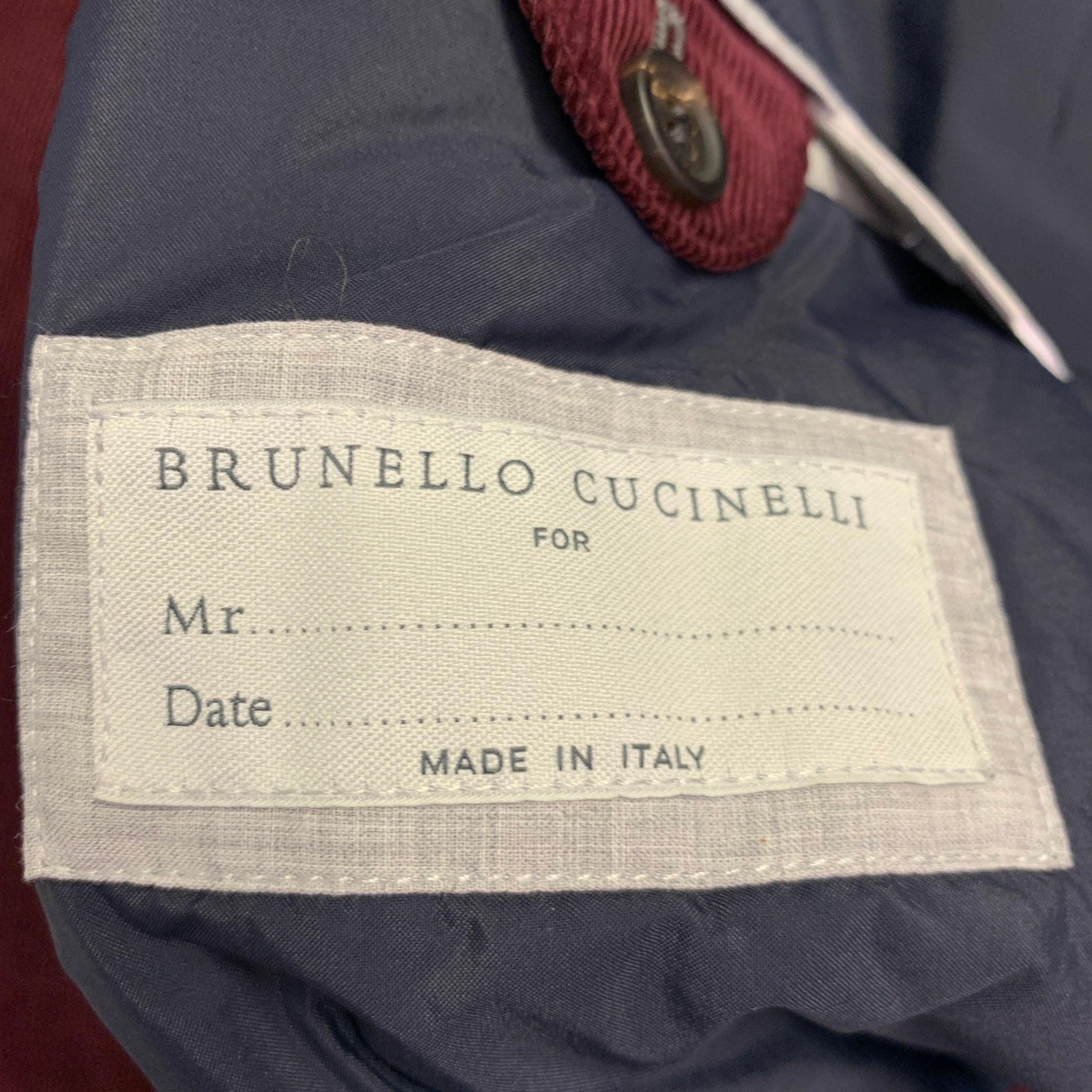 BRUNELLO CUCINELLI Size XXL Burgundy Corduroy Cotton Snaps Jacket 1