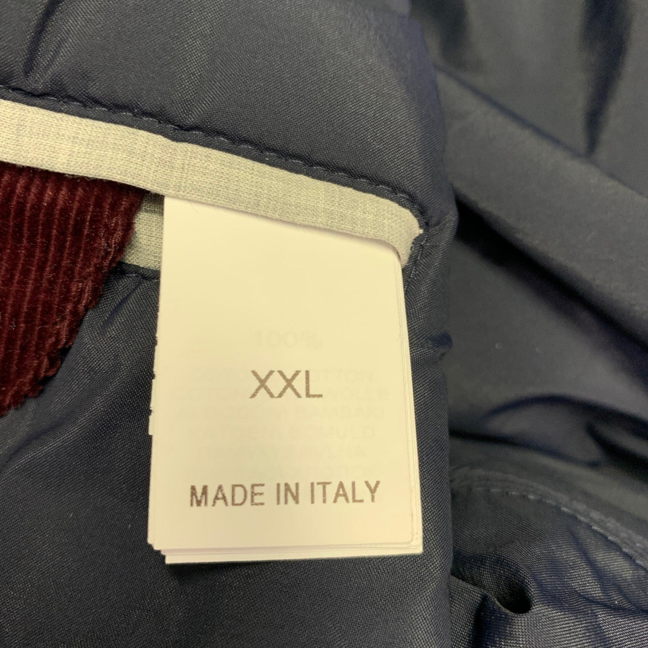BRUNELLO CUCINELLI Size XXL Burgundy Corduroy Cotton Snaps Jacket 2