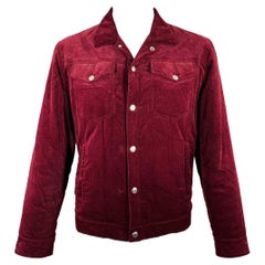 BRUNELLO CUCINELLI Size XXL Burgundy Corduroy Cotton Snaps Jacket