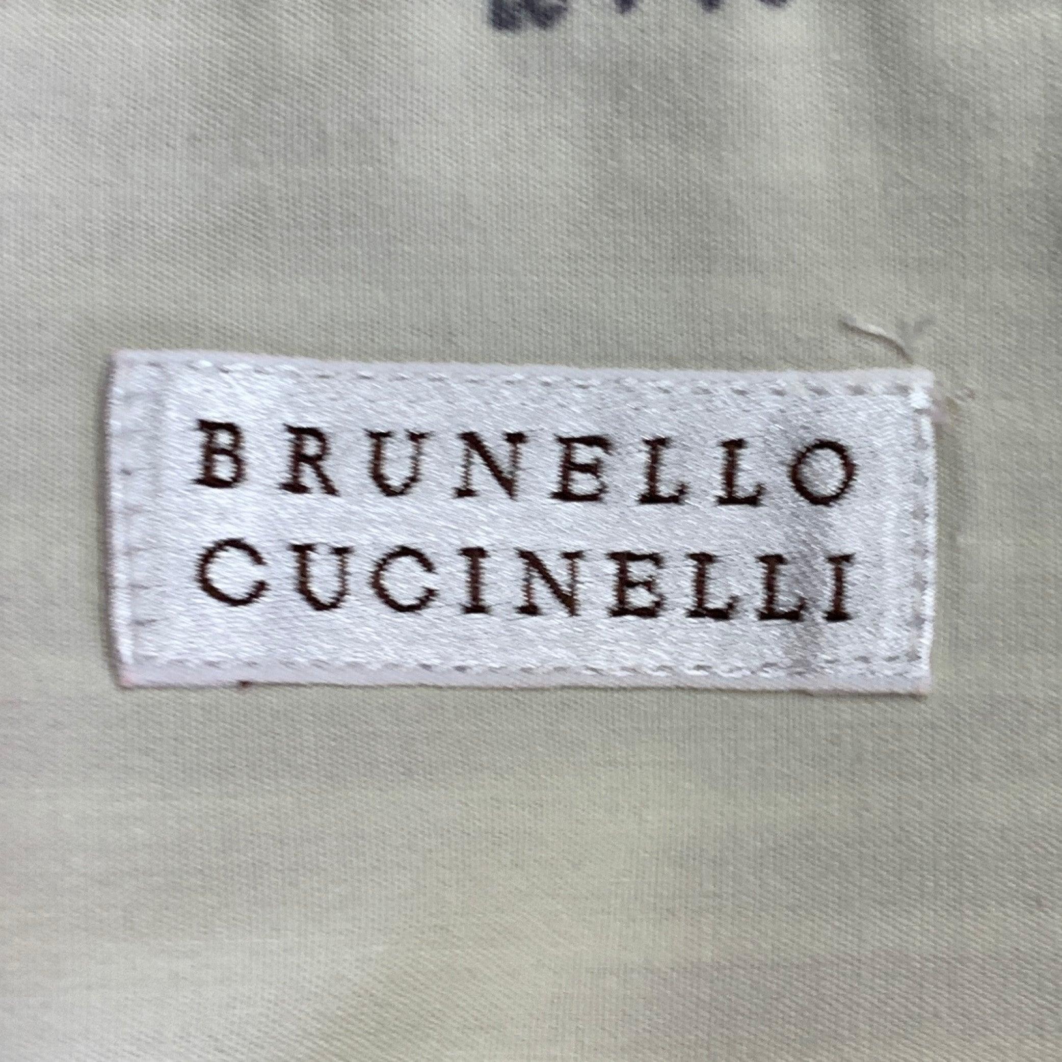 Men's BRUNELLO CUCINELLI Size XXL Burgundy White Stripe Cotton Long Sleeve Shirt For Sale