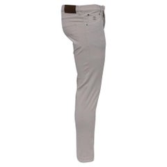 Brunello Cucinelli Skinny Fit Trousers in Cream Cotton