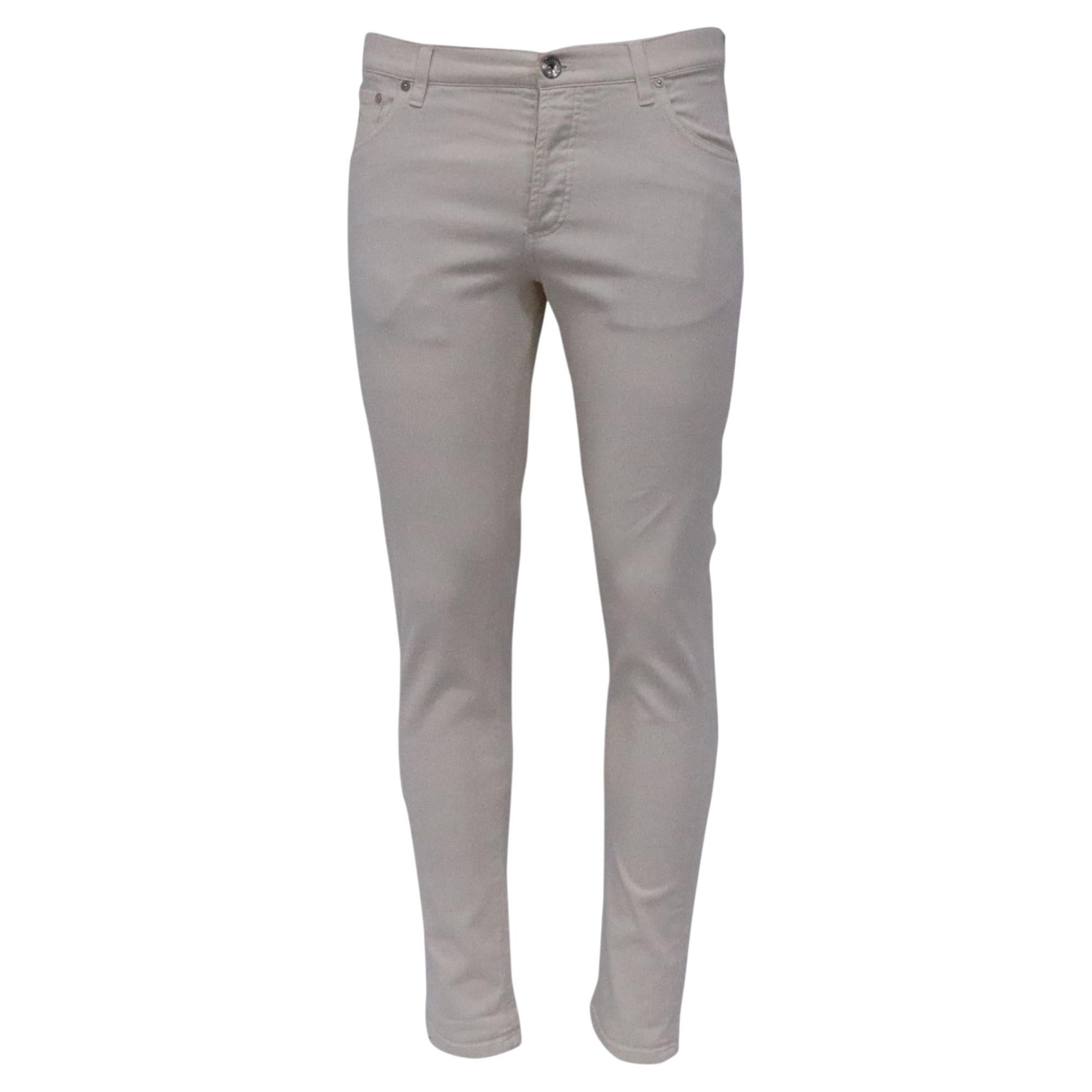 Pantalon skinny Brunello Cucinelli en coton couleur crème