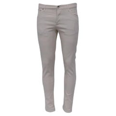 Brunello Cucinelli Skinny Fit Trousers in Cream Cotton