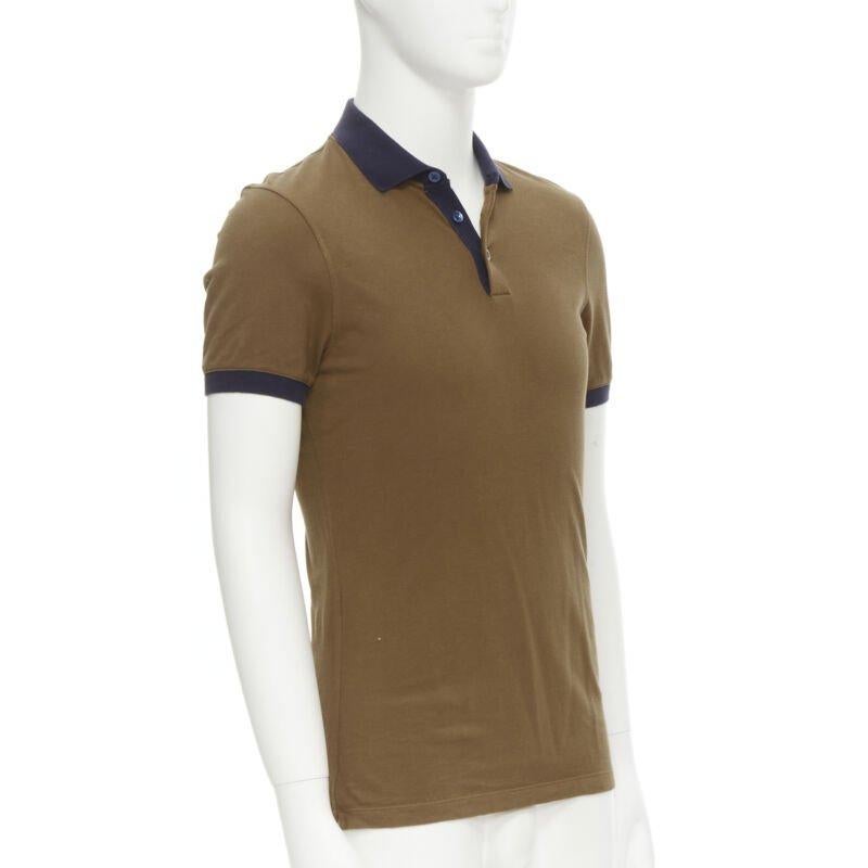 Marrone Brunello Cucinelli Slim Fit polo marrone navy XS in vendita