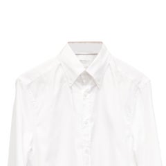 Chemise Brunello Cucinelli unie, coupe ajustée, à col boutonné, en coton blanc