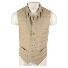 BRUNELLO CUCINELLI SS 20 Size M Beige Linen Quilted Vest