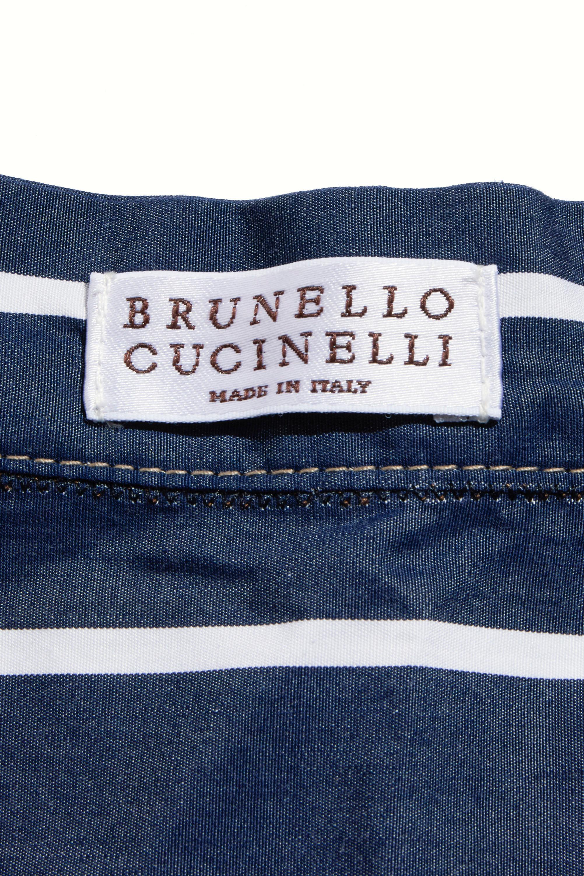 Brunello Cucinelli SS19 Gestreiftes Hemdkleid mit Gürtel Größe XS im Angebot 5