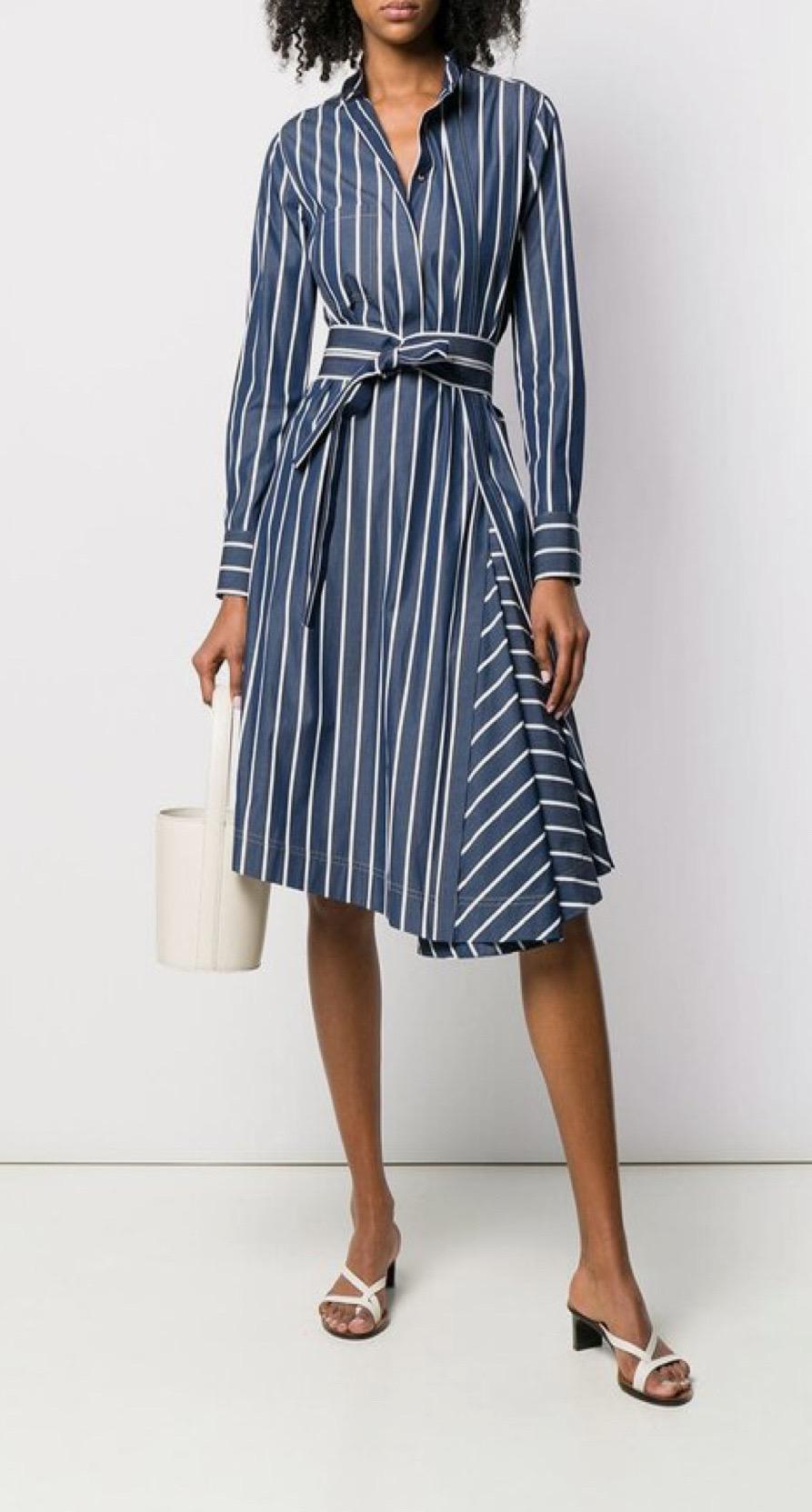Brunello Cucinelli SS19 Gestreiftes Hemdkleid mit Gürtel Größe XS im Angebot 1