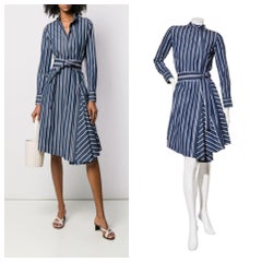 Brunello Cucinelli SS19 Gestreiftes Hemdkleid mit Gürtel Größe XS
