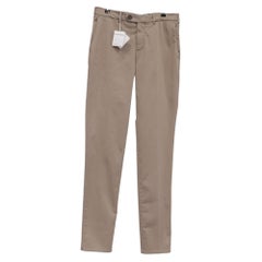 Brunello Cucinelli Straight-Leg Trousers in Beige Cotton