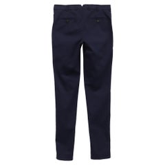 Brunello Cucinelli Straight-Leg Trousers in Navy Blue Cotton