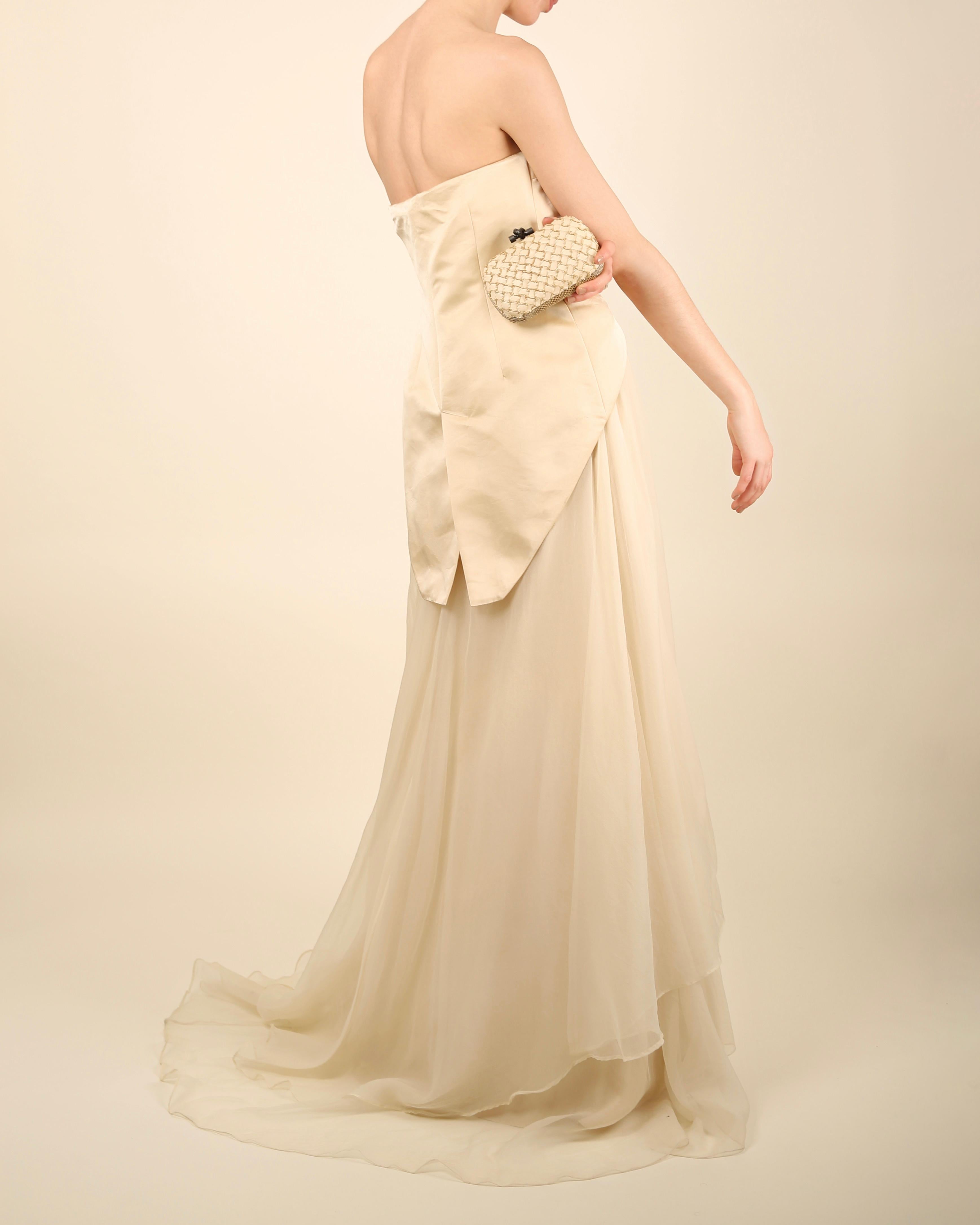Brunello Cucinelli strapless cream silk chiffon layered wedding gown dress M For Sale 8