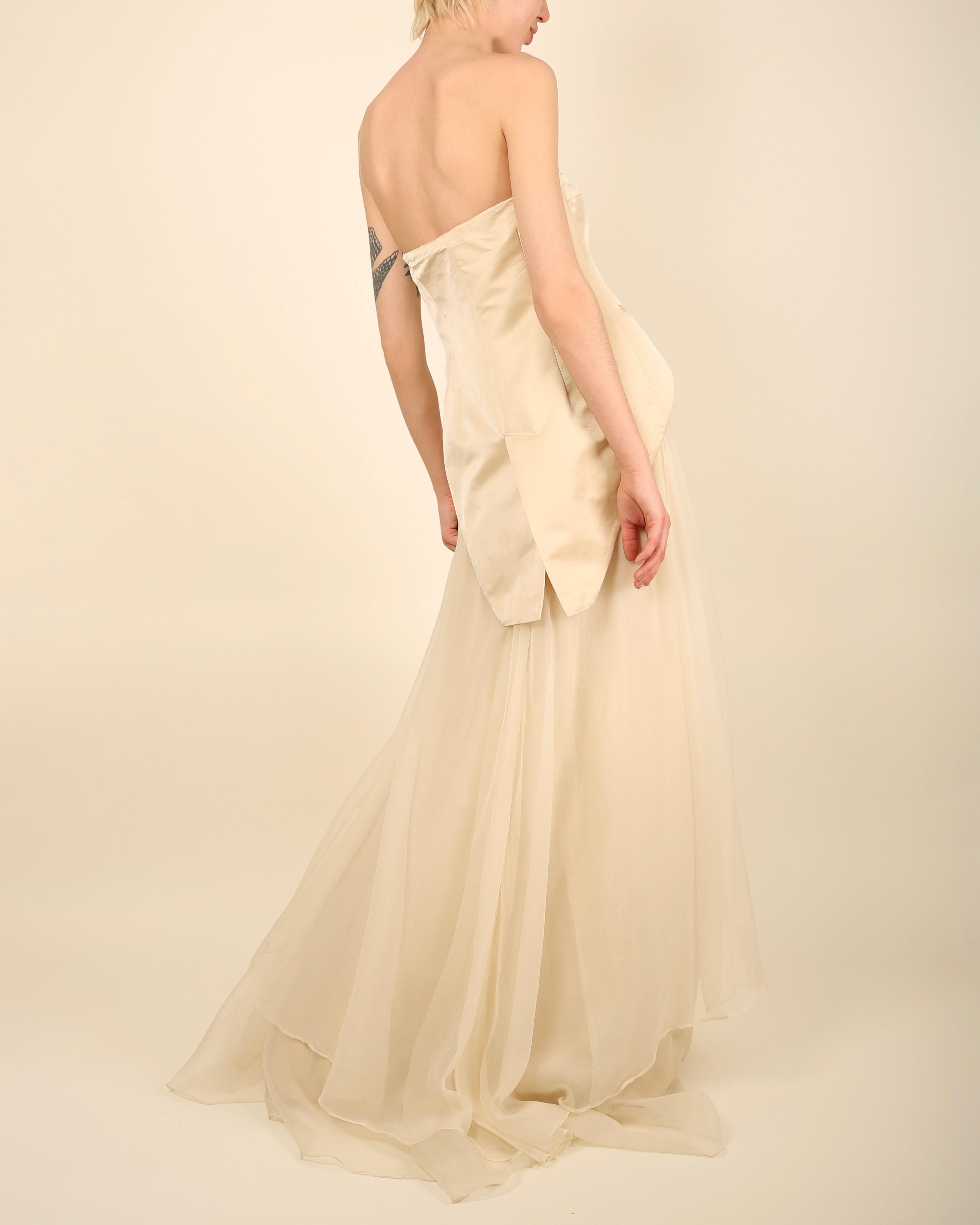 Brunello Cucinelli strapless cream silk chiffon layered wedding gown dress M For Sale 8