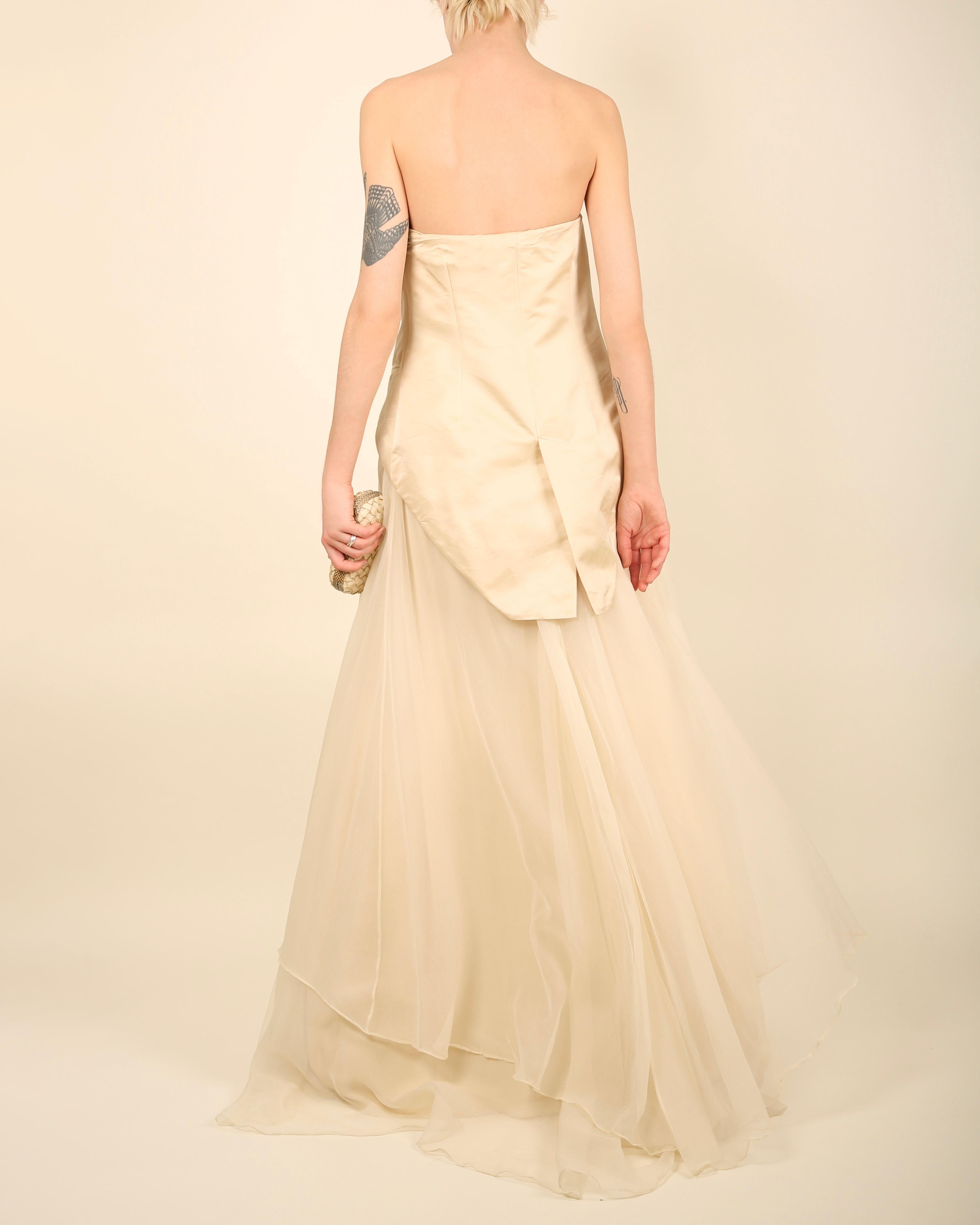 Brunello Cucinelli strapless cream silk chiffon layered wedding gown dress M For Sale 12
