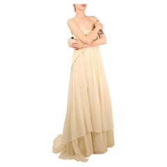 Brunello Cucinelli strapless cream silk chiffon layered wedding gown dress M