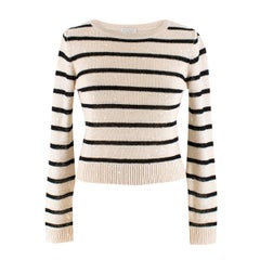 Brunello Cucinelli Striped Embellished Linen Knit Top XS