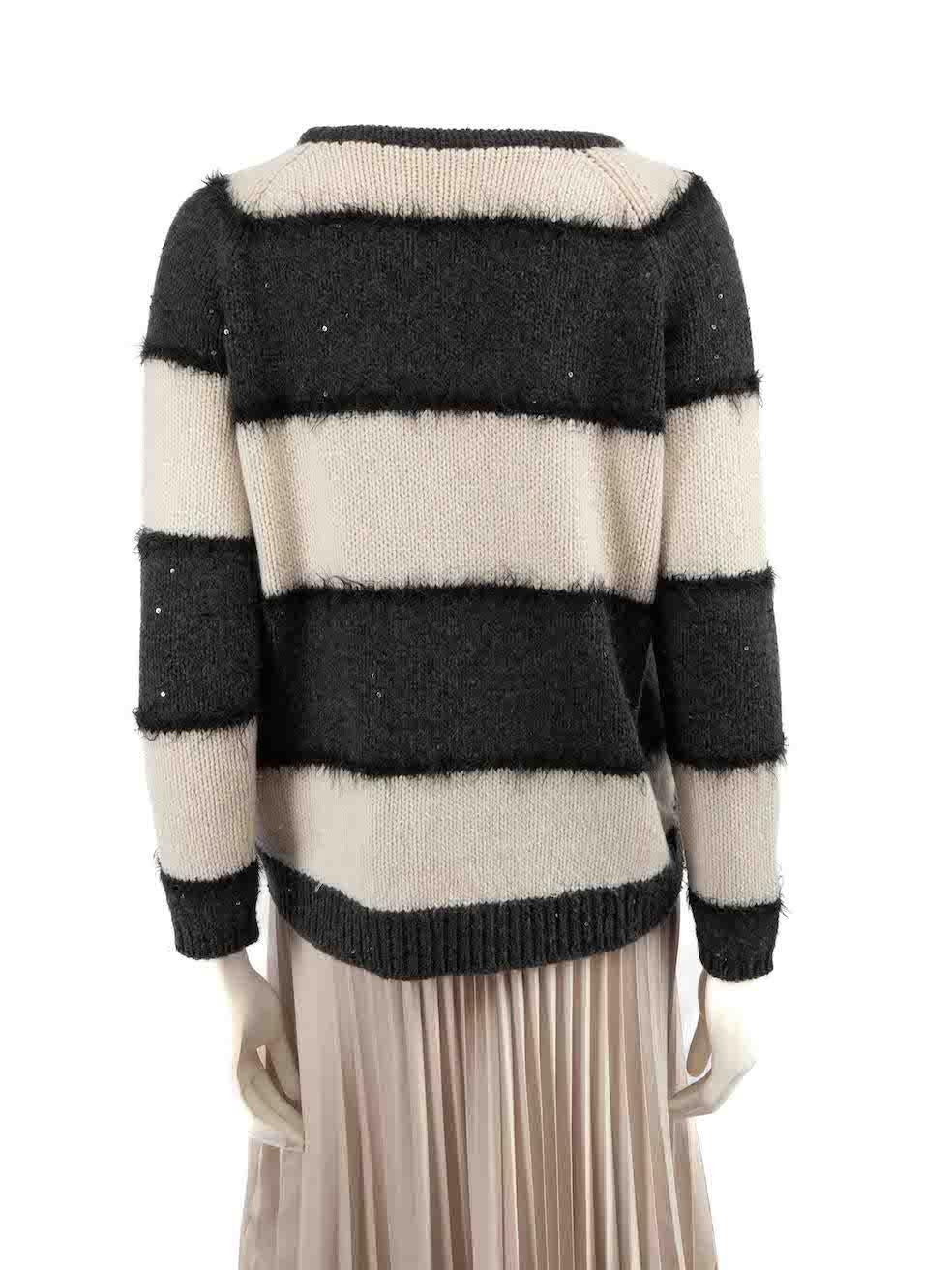 Brunello Cucinelli Striped Sequin Accent Jumper Size XS In Good Condition For Sale In London, GB