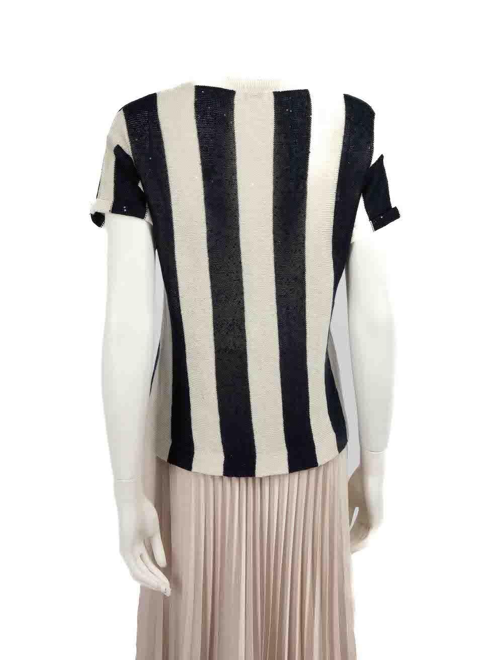 Brunello Cucinelli Striped Sequinned Knit Top Size XS In Good Condition For Sale In London, GB