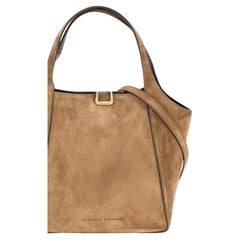Brunello Cucinelli Suede Calf Leather Bucket Bag — Caramel