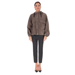 Brunello Cucinelli Suede Hooded Bomber With Mink Fur Lining