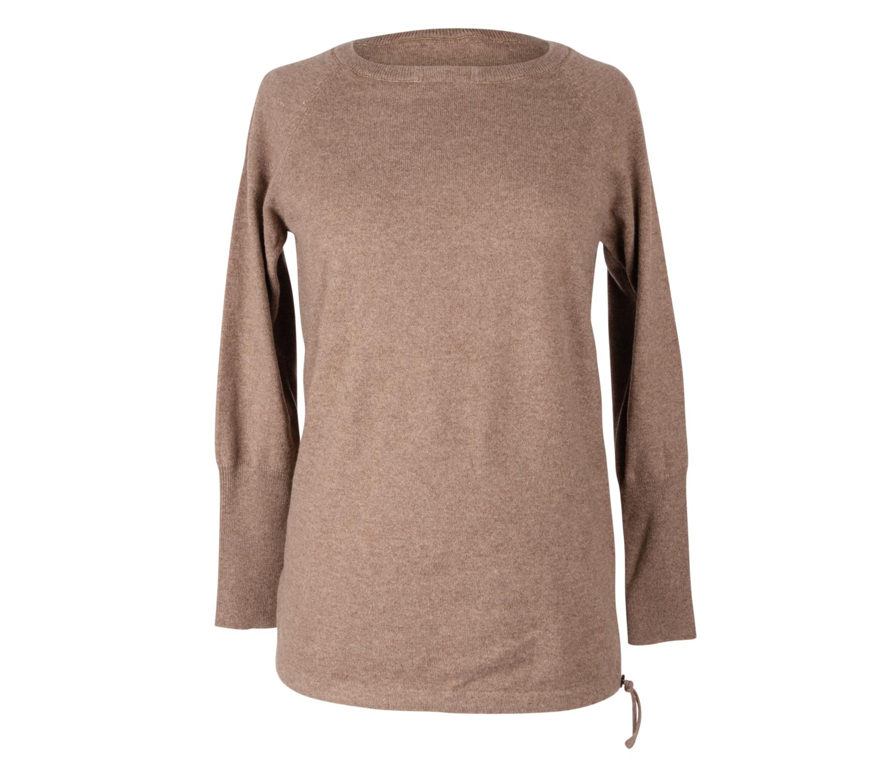 Brown Brunello Cucinelli Sweater Cashmere Pullover Subtle Signature Bead Neck Detail M For Sale