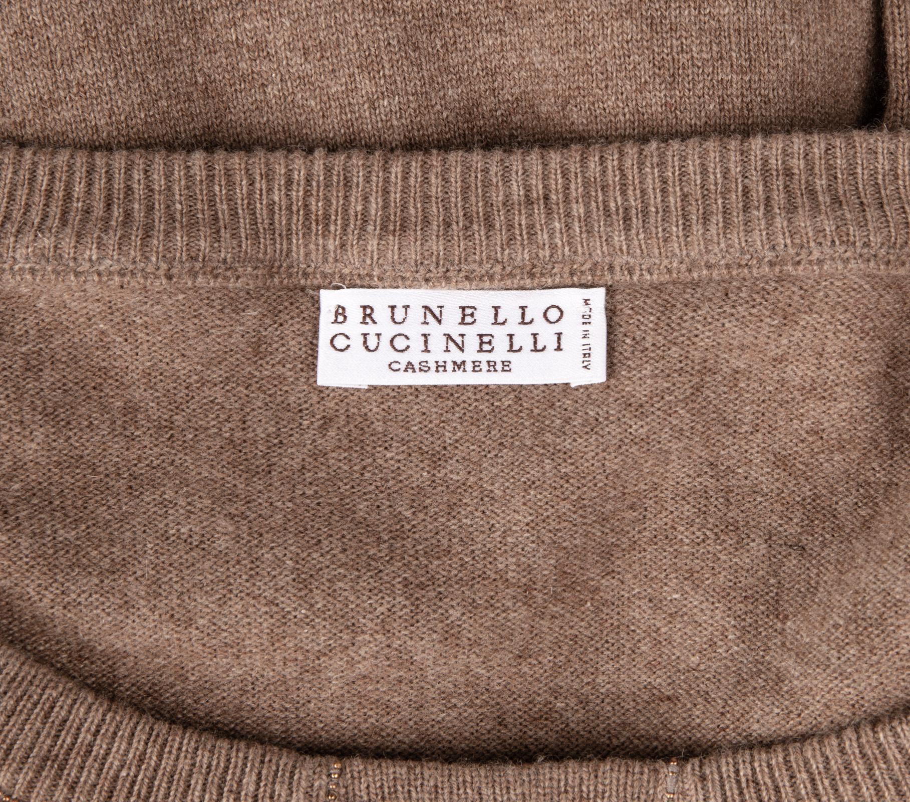 Brunello Cucinelli Sweater Cashmere Pullover Subtle Signature Bead Neck Detail M For Sale 1
