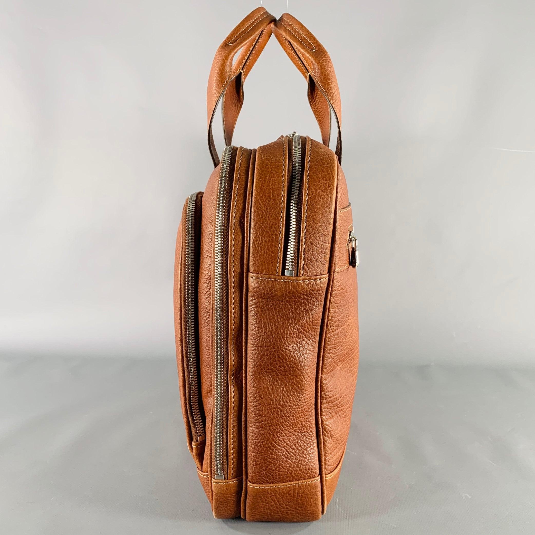 Brown BRUNELLO CUCINELLI Tan Leather Briefcase Bag