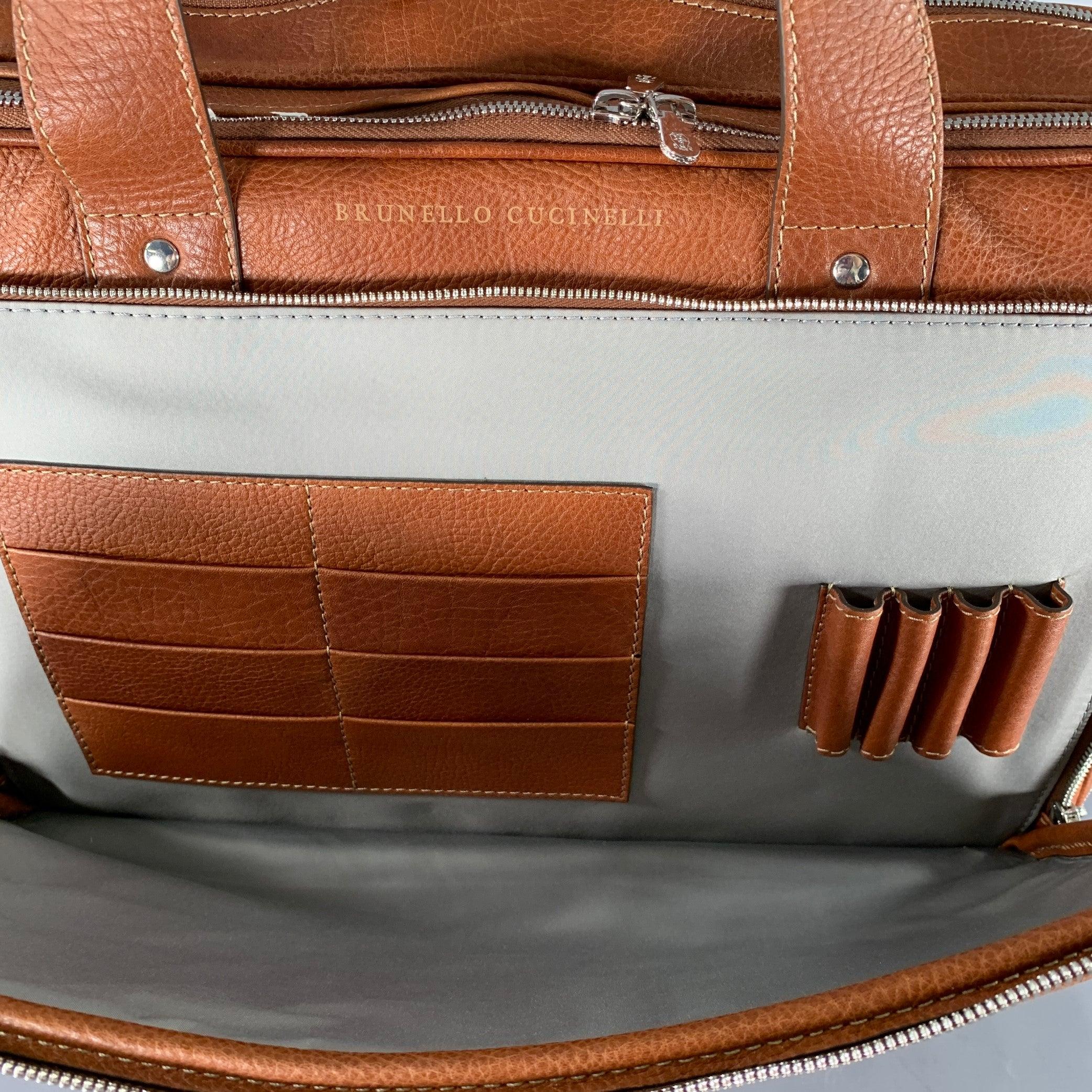 BRUNELLO CUCINELLI Tan Leather Briefcase Bag 2