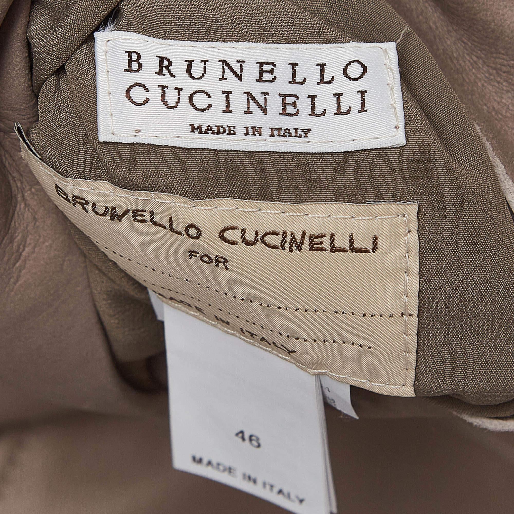 Brunello Cucinelli Tan Reversible Hooded Shearling Coat XL For Sale 3