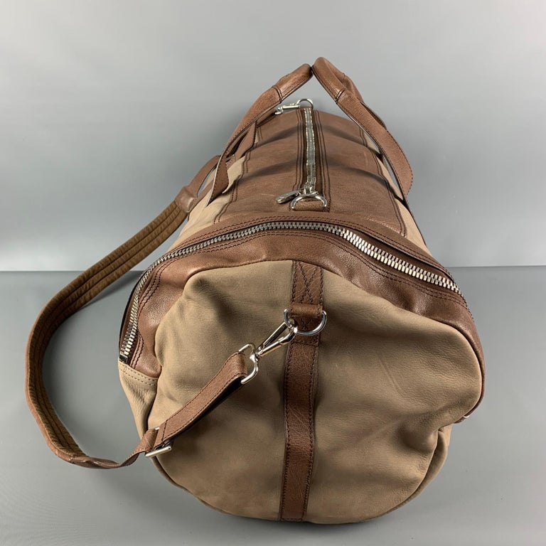 BRUNELLO CUCINELLI Taupe Brown Leather Duffle Bags For Sale at 1stDibs