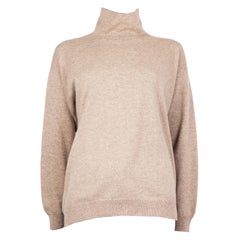 BRUNELLO CUCINELLI taupe cashmere Mock Neck Sweater M