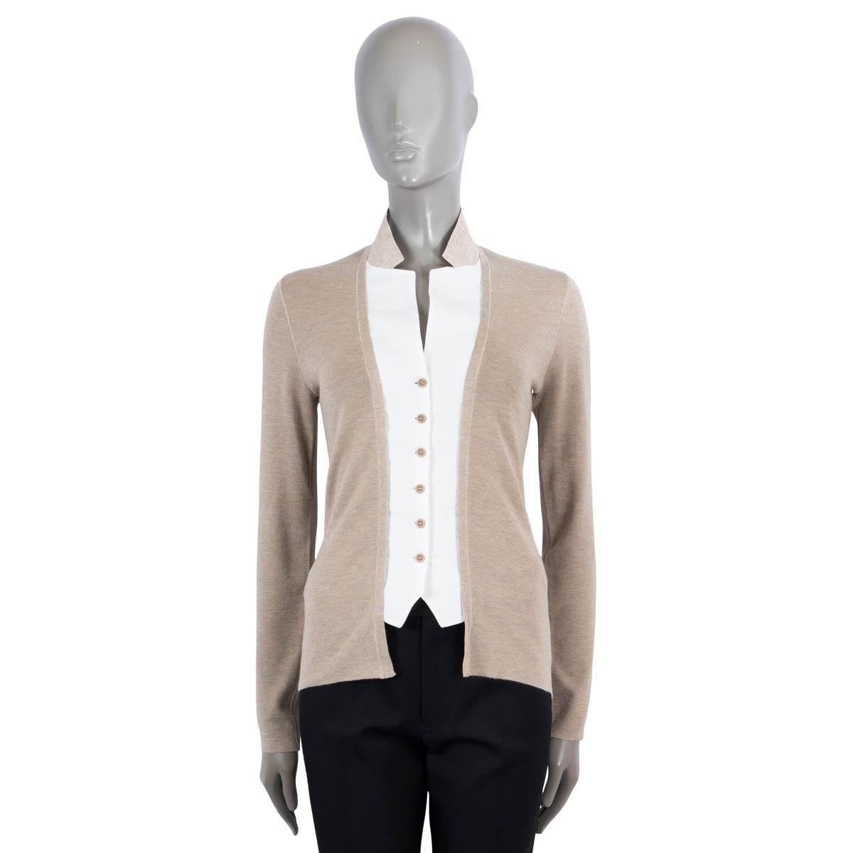 Gray BRUNELLO CUCINELLI taupe cashmere & silk LAYERED Cardigan Sweater L For Sale