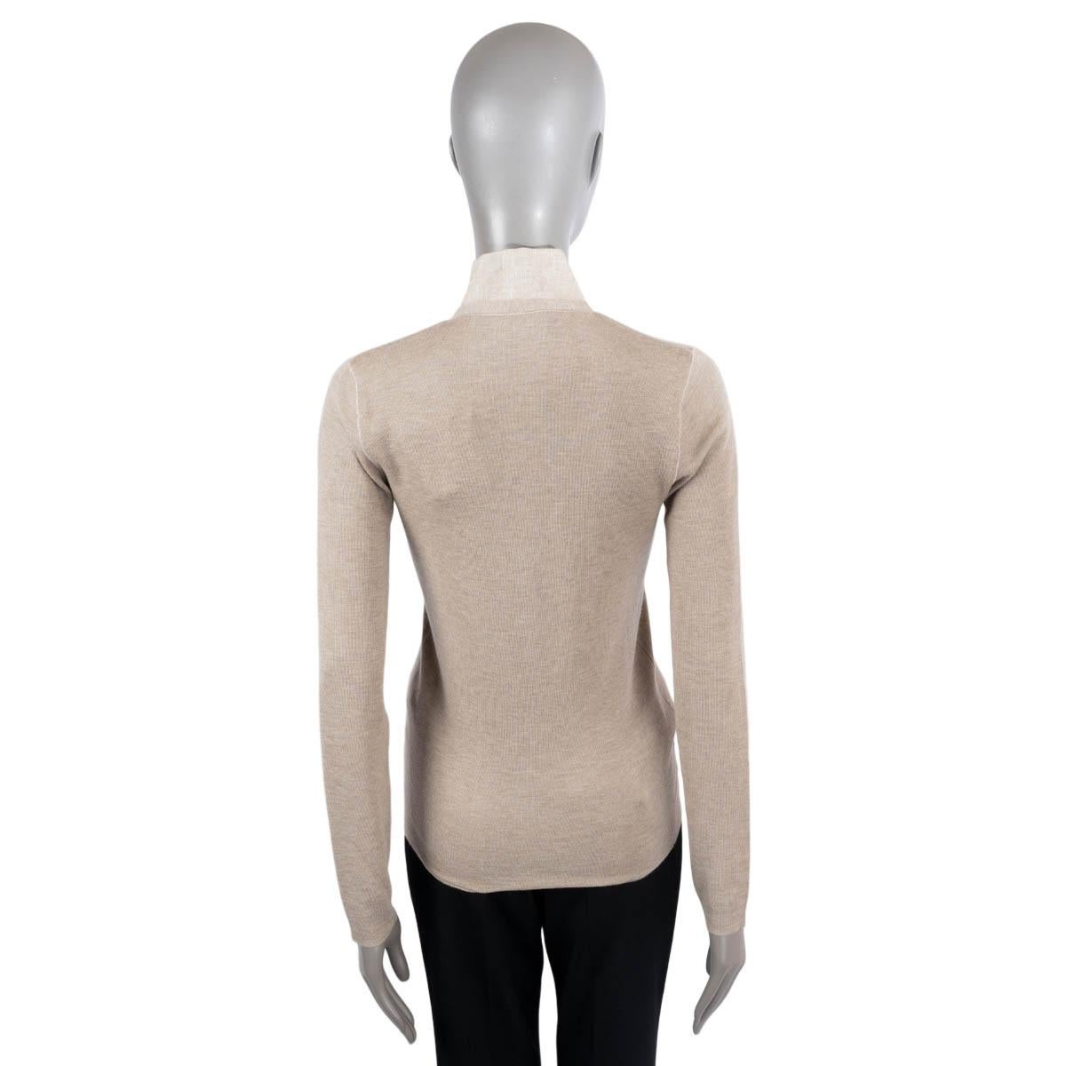Women's BRUNELLO CUCINELLI taupe cashmere & silk LAYERED Cardigan Sweater L For Sale