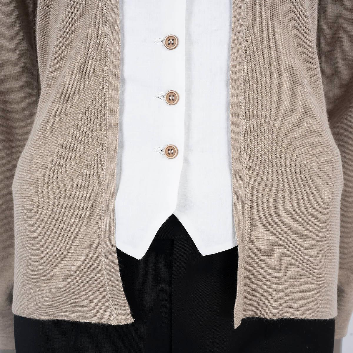 BRUNELLO CUCINELLI taupe cashmere & silk LAYERED Cardigan Sweater L For Sale 2