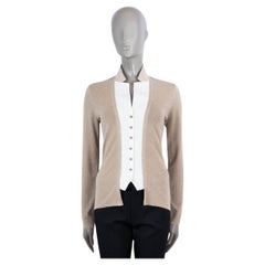 BRUNELLO CUCINELLI taupe cashmere & silk LAYERED Cardigan Sweater L