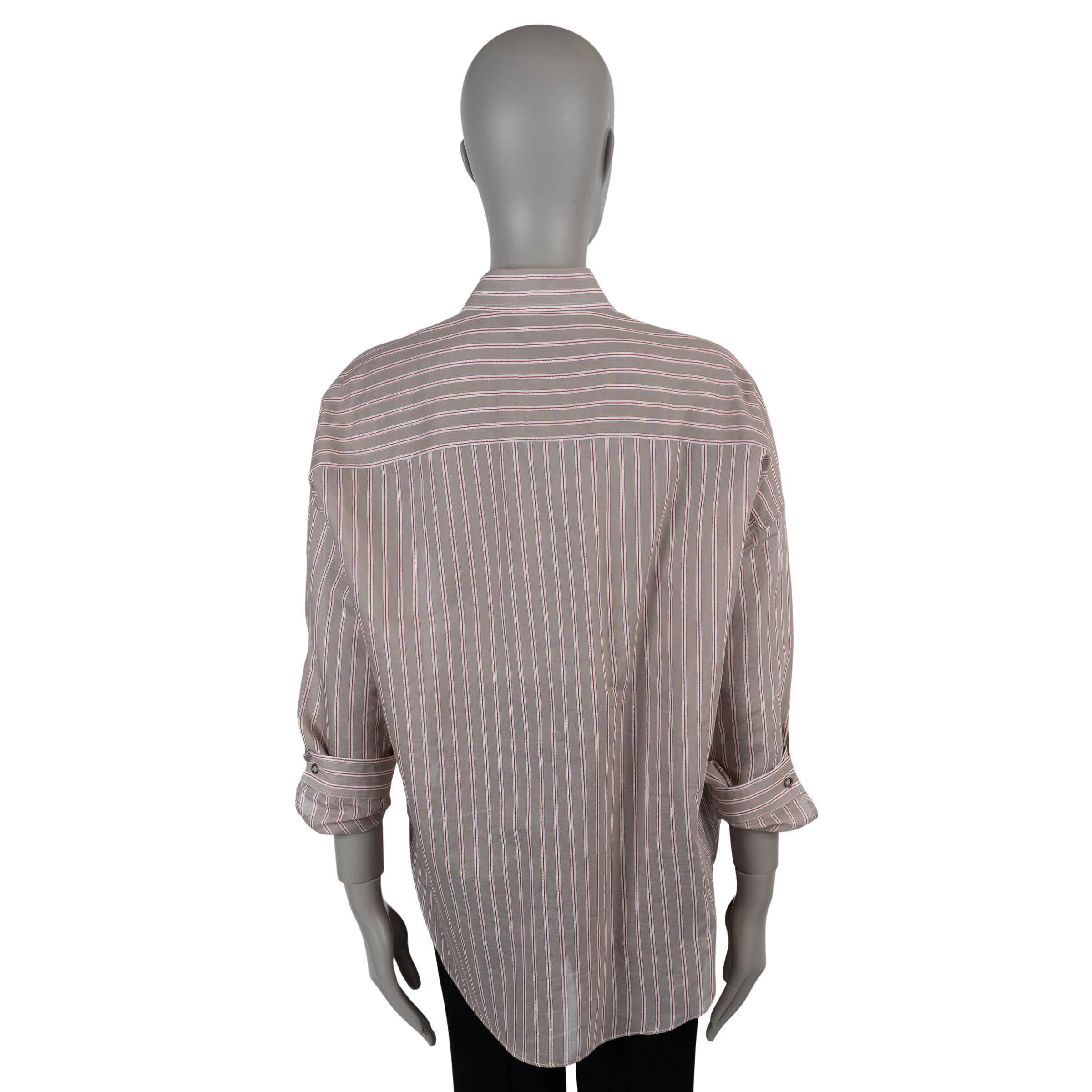 Gris Chemise BRUNELLO CUCINELLI taupe coton 2023 LUREX STRIPED VOILE M en vente