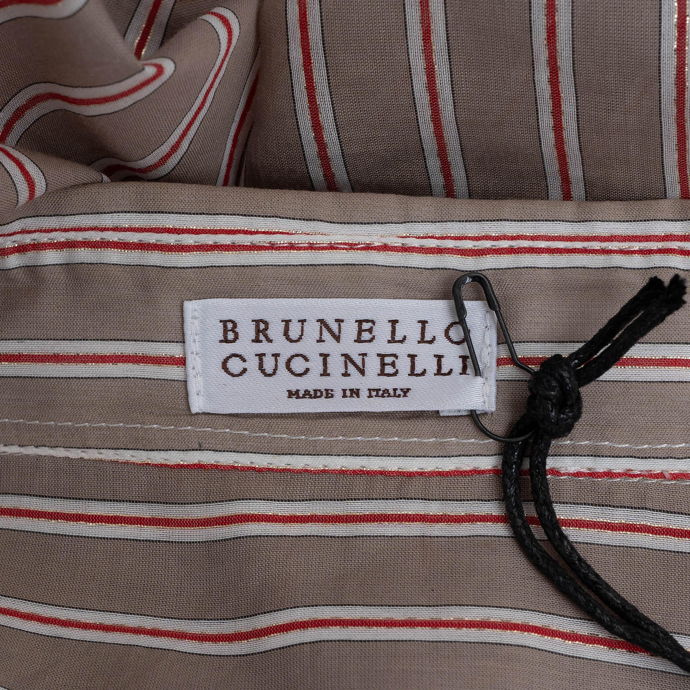 Chemise BRUNELLO CUCINELLI taupe coton 2023 LUREX STRIPED VOILE M en vente 1