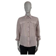 Brunello Cucinelli camicia in cotone taupe 2023 LUREX STRIPED VOILE M