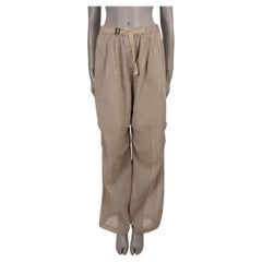 BRUNELLO CUCINELLI taupe cotton 2024 BELTED ORGANZA WIDE Pants 40 S