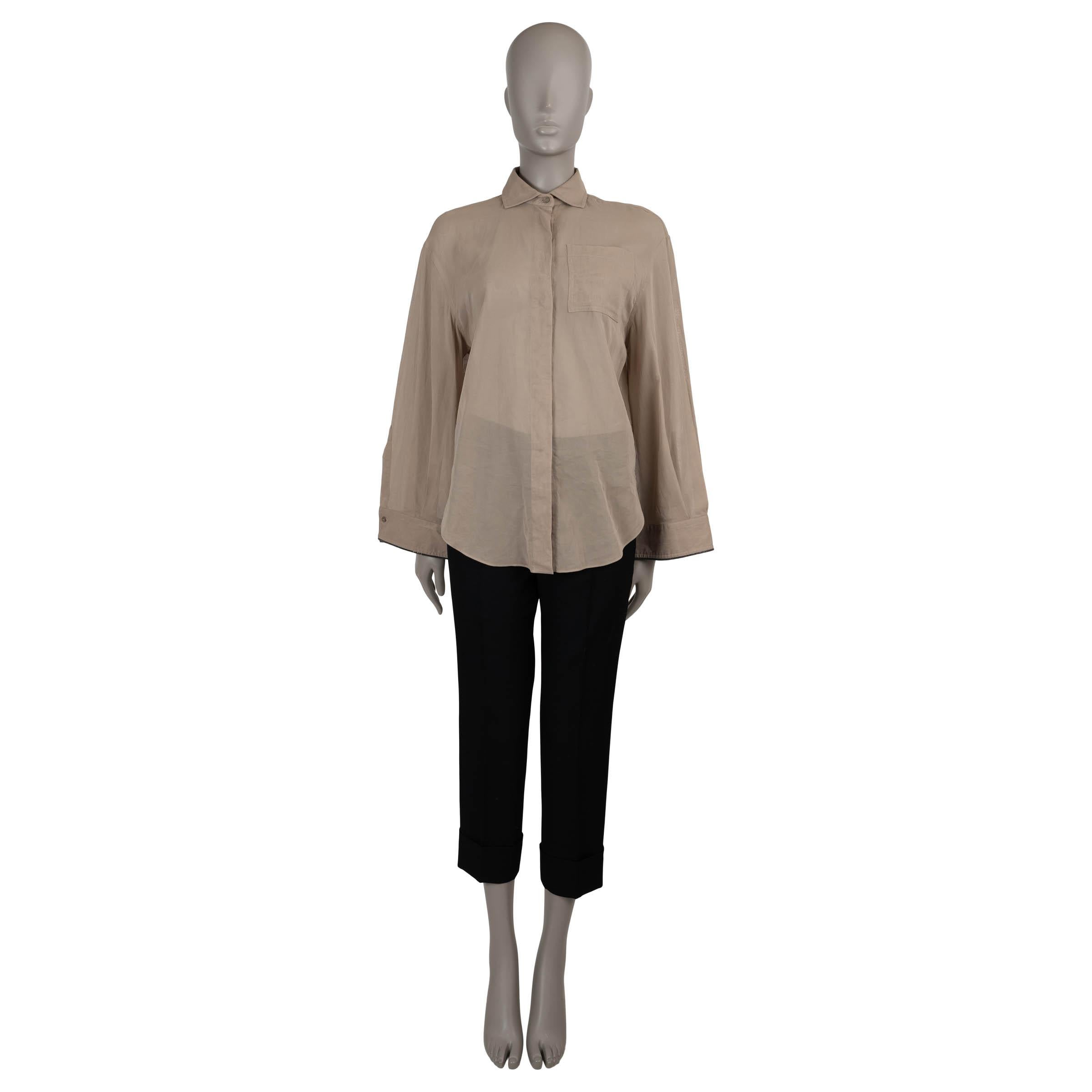 Brunello Cucinelli in cotone taupe 2024 MONILI OVERSIZED ORGANZA Camicia XXS In condizioni ottime in vendita a Zürich, CH