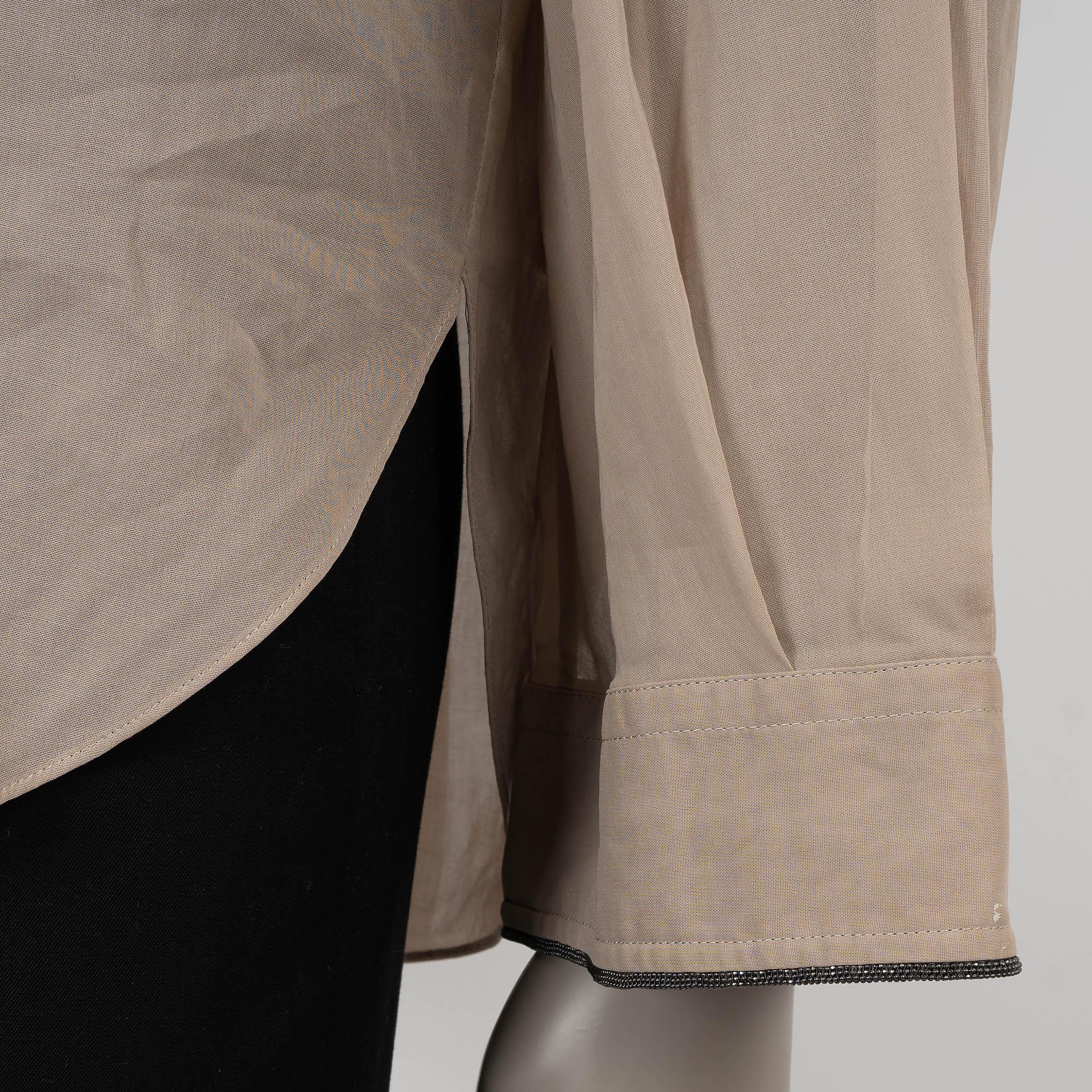 Donna Brunello Cucinelli in cotone taupe 2024 MONILI OVERSIZED ORGANZA Camicia XXS in vendita