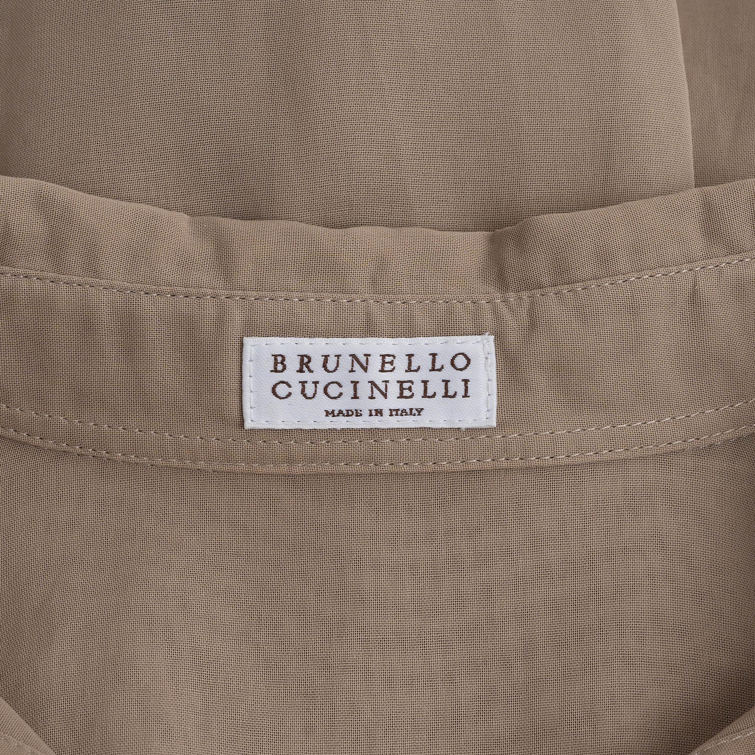 Brunello Cucinelli in cotone taupe 2024 MONILI OVERSIZED ORGANZA Camicia XXS in vendita 1